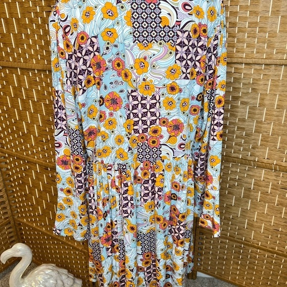 New Multicolor Boho Floral Pattern Babydoll Dress Size 3X - Picture 11 of 12